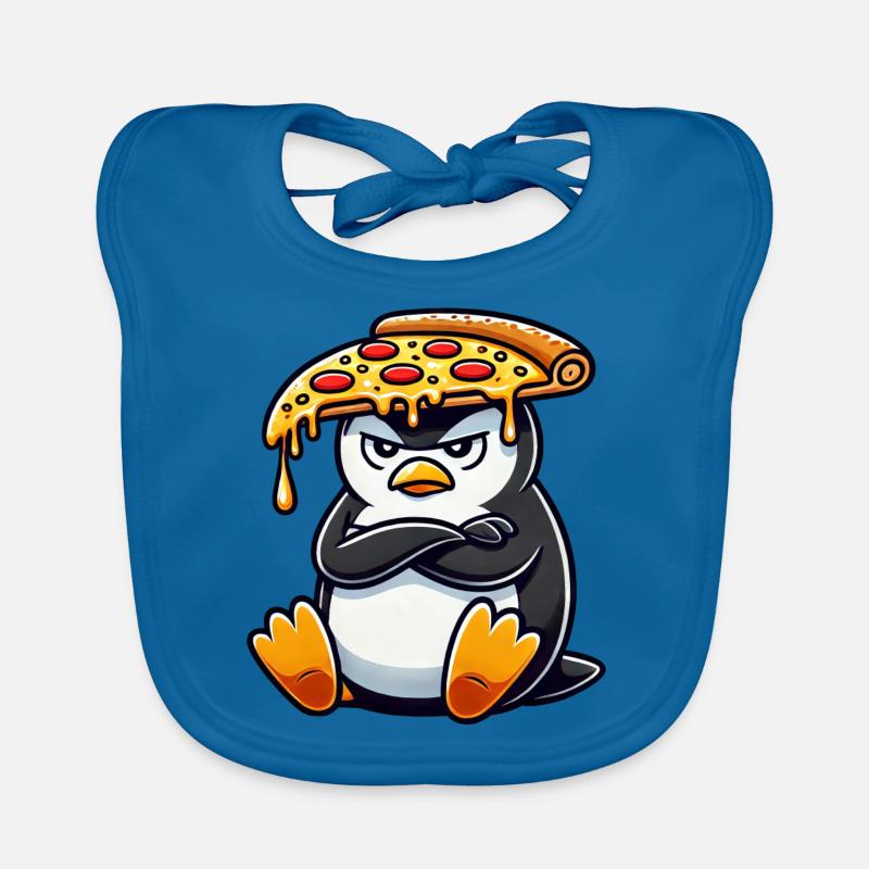 Cute Penguin Chef Cartoon Pizza Clumsy Organic Baby Bibs