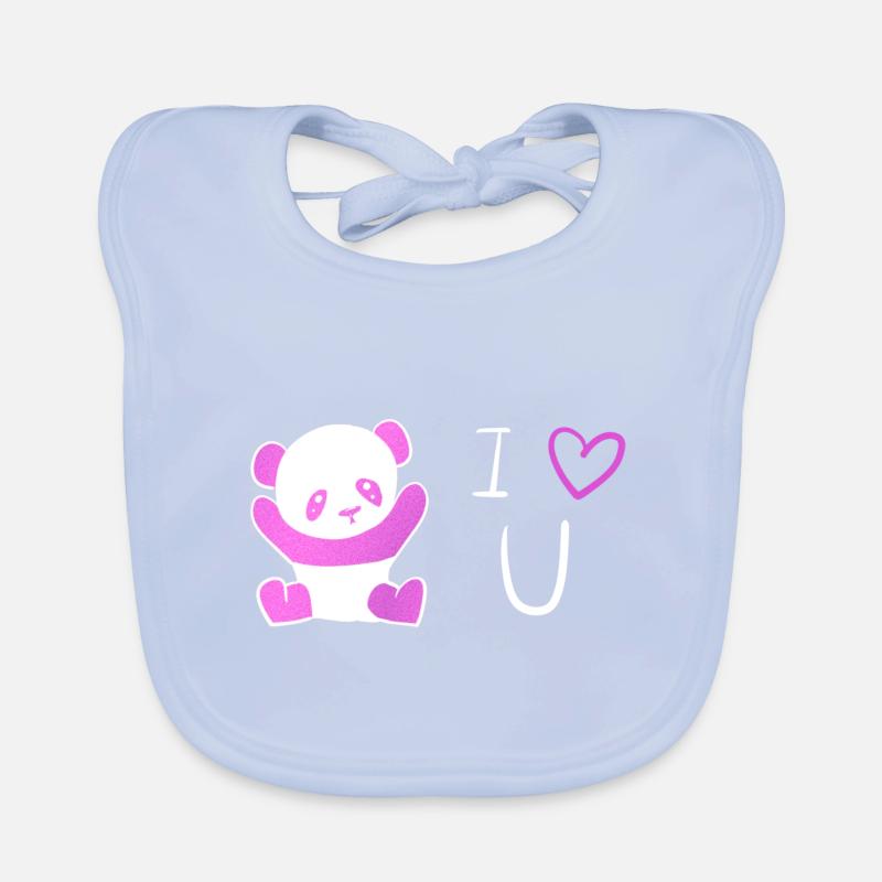 pinker panda ich liebe dich Baby Bio-Lätzchen