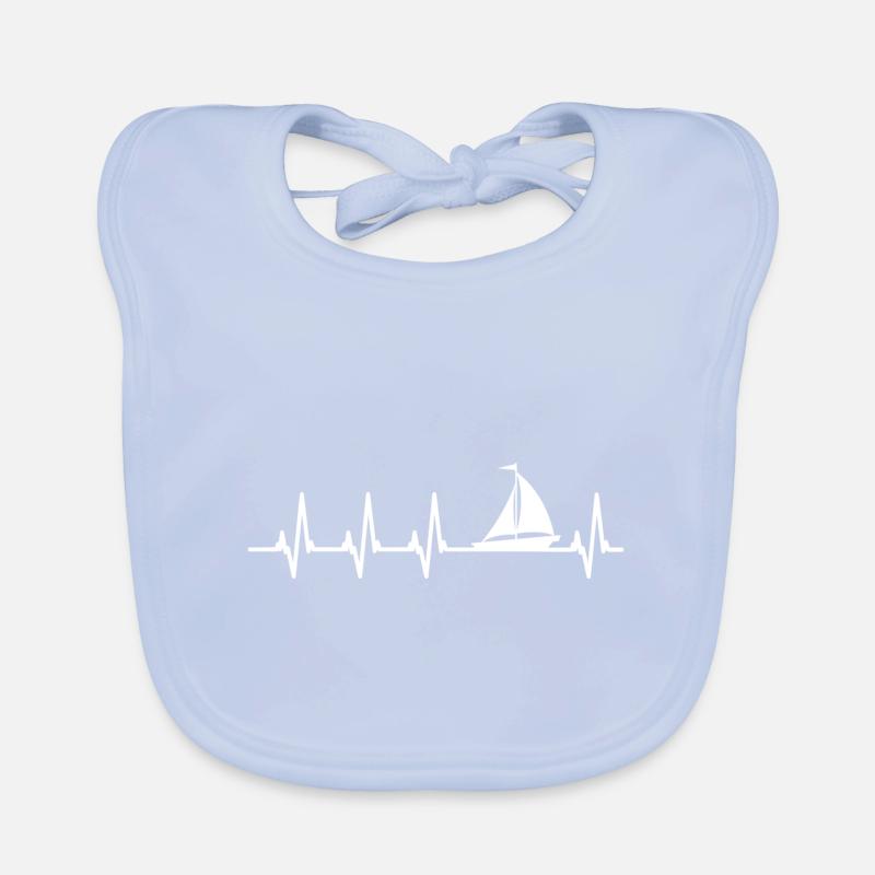 Heartbeat sailboat white Organic Baby Bibs