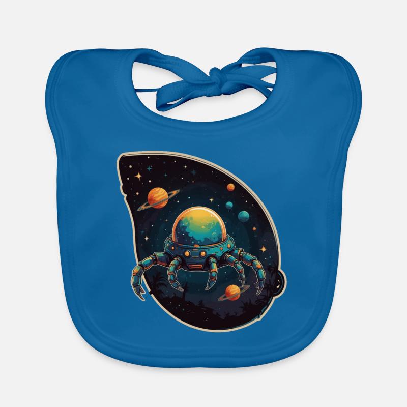 Vaisseau spatial crabe dans l’espace avec des planètes Bavoir bio Bébé