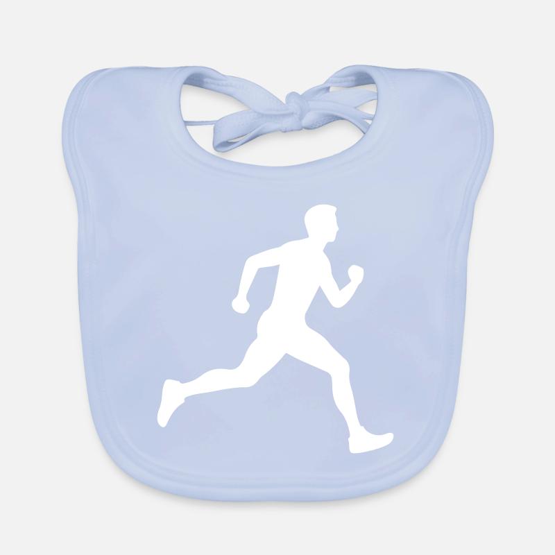Running Marathon Man Silhouette Organic Baby Bibs