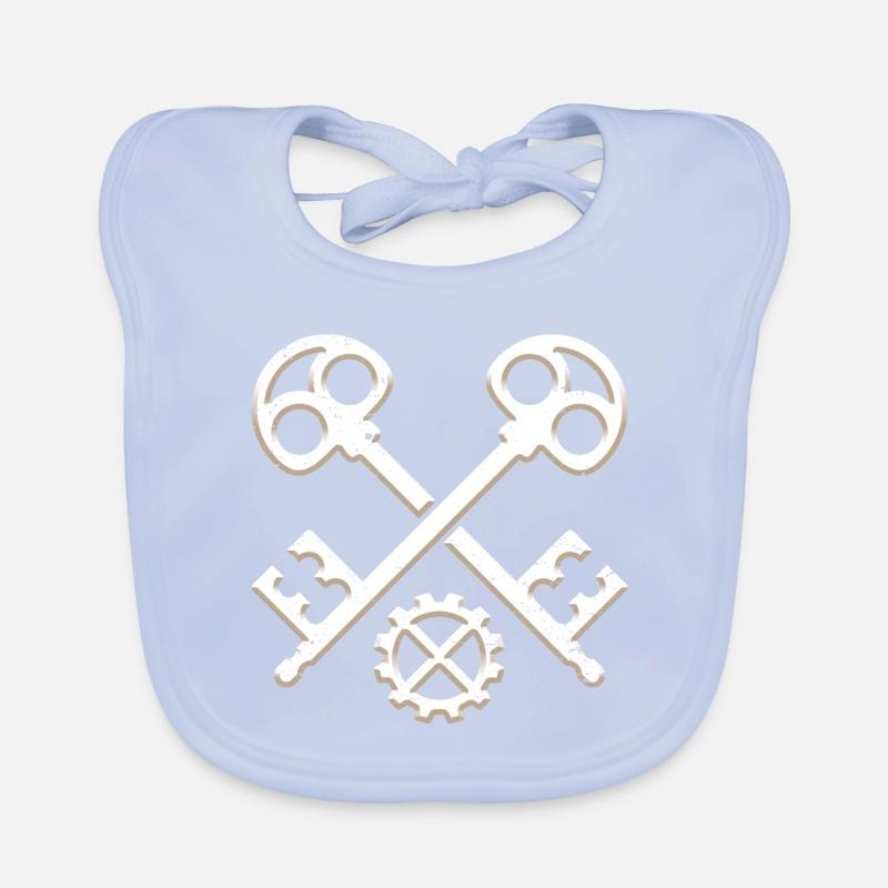 Guild sign Locksmith Metalbuilder 3D grunge look Organic Baby Bibs