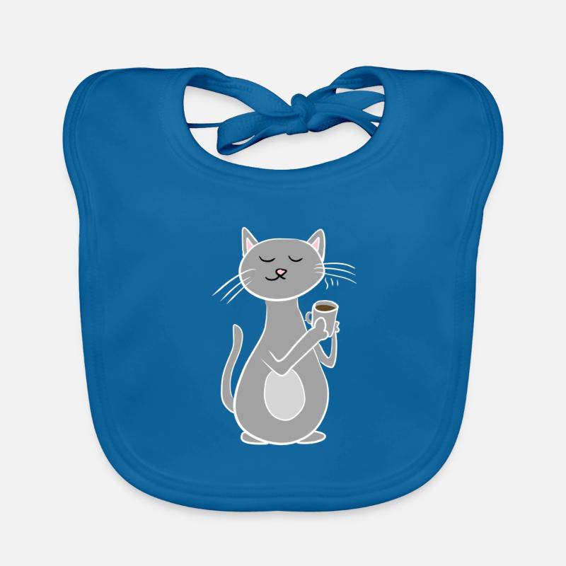 chat gris refroidissant avec du café Bavoir bio Bébé
