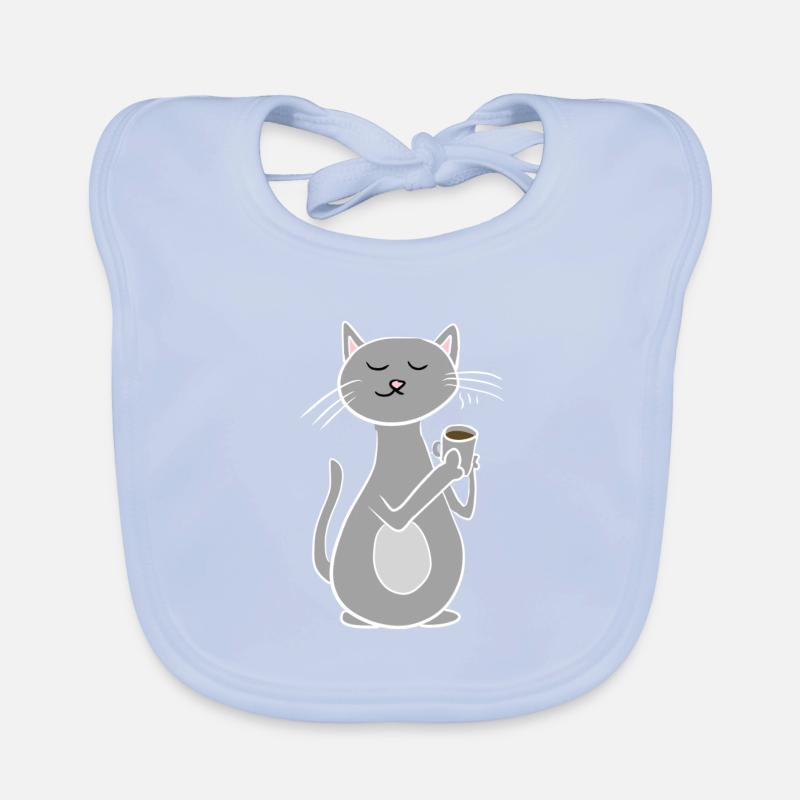 chat gris refroidissant avec du café Bavoir bio Bébé