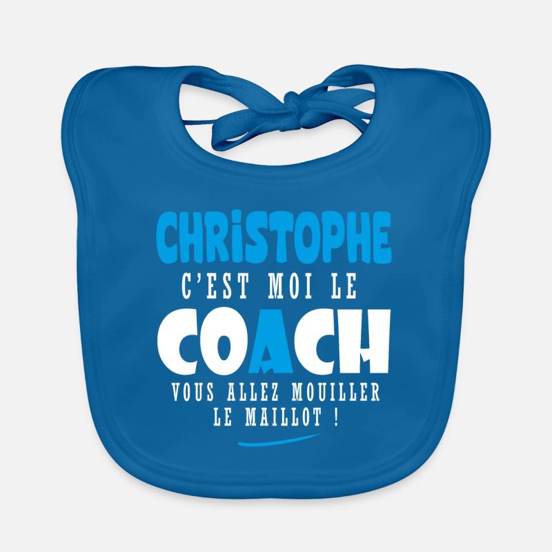 Chrsitophe coach prénom christophe - Bavoir bio Bébé - bleu paon