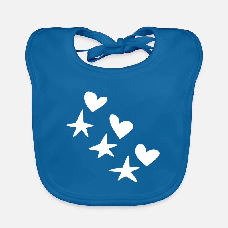Hearts Stars Pattern Icon Organic Baby Bibs
