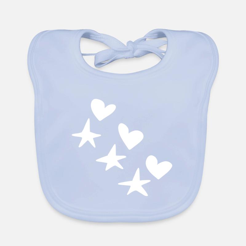 Hearts Stars Pattern Icon Organic Baby Bibs