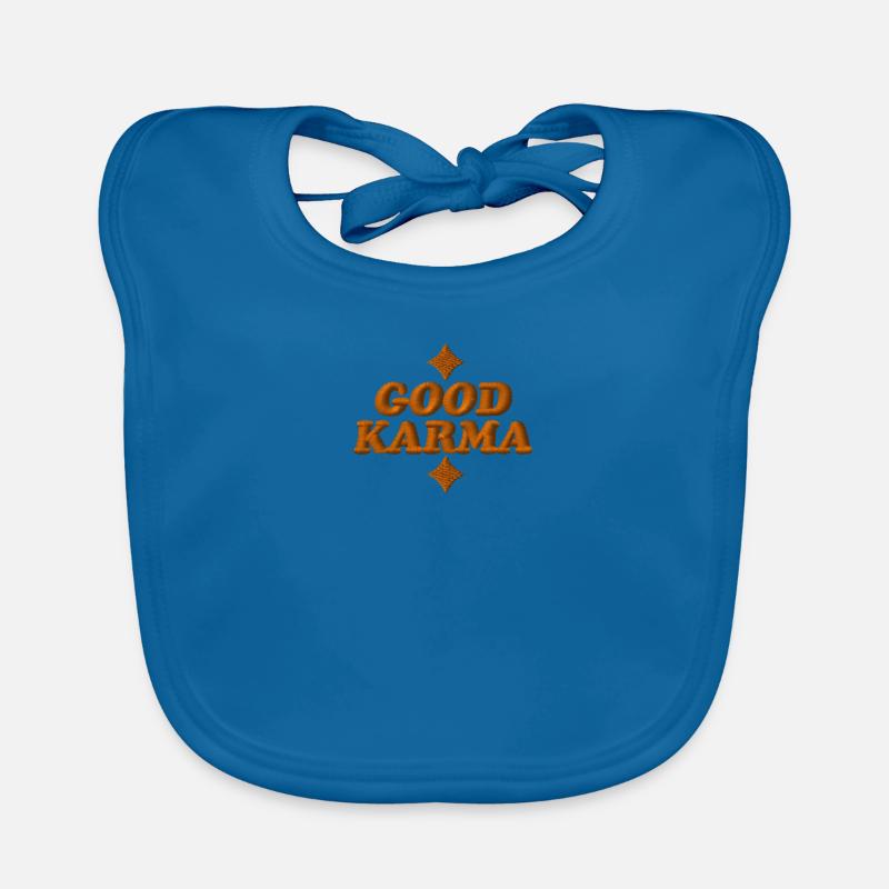 Good Karma brodé - Bavoir bio Bébé - bleu paon