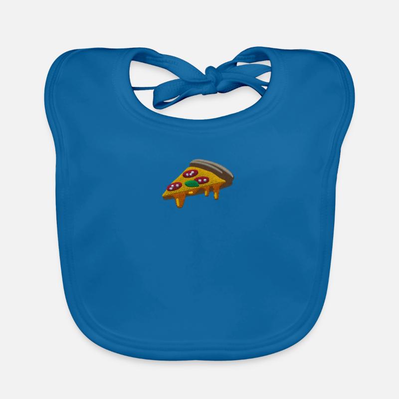 Pizza - Bavoir bio Bébé - bleu paon