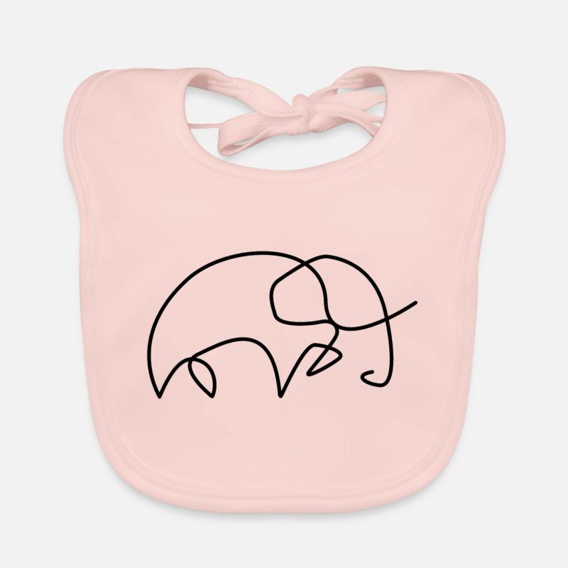 one line elephant black Organic Baby Bibs