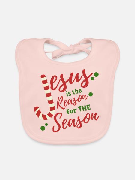 Jésus est la raison de la saison - Bavoir bio Bébé - rose - Devant