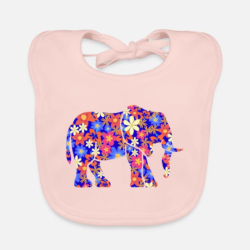 Éléphant fleurs colorées Bavoir bio Bébé