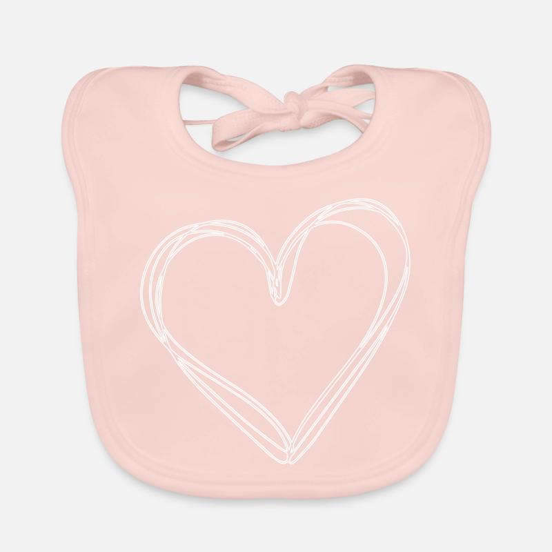 Heart illustration white lines Organic Baby Bibs