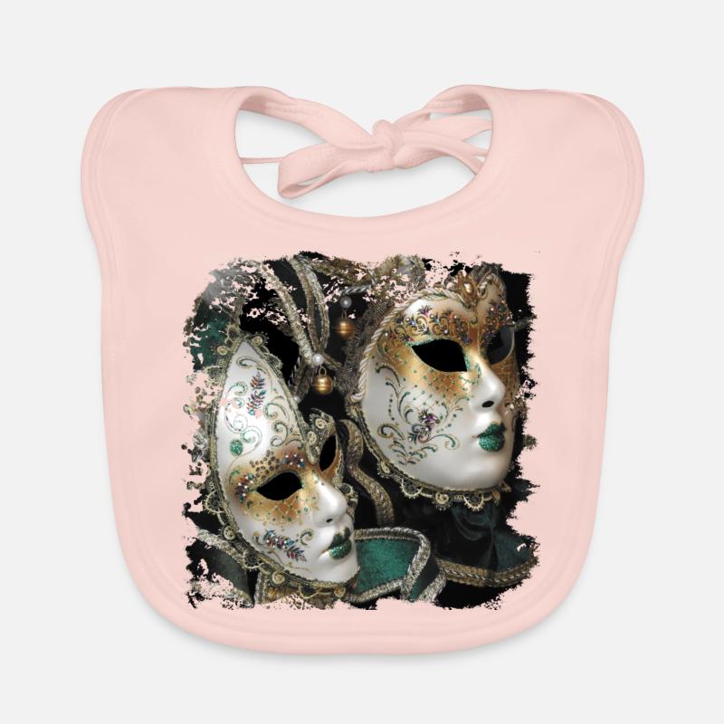 Masques pour le carnaval à Venise - Bavoir bio Bébé - rose