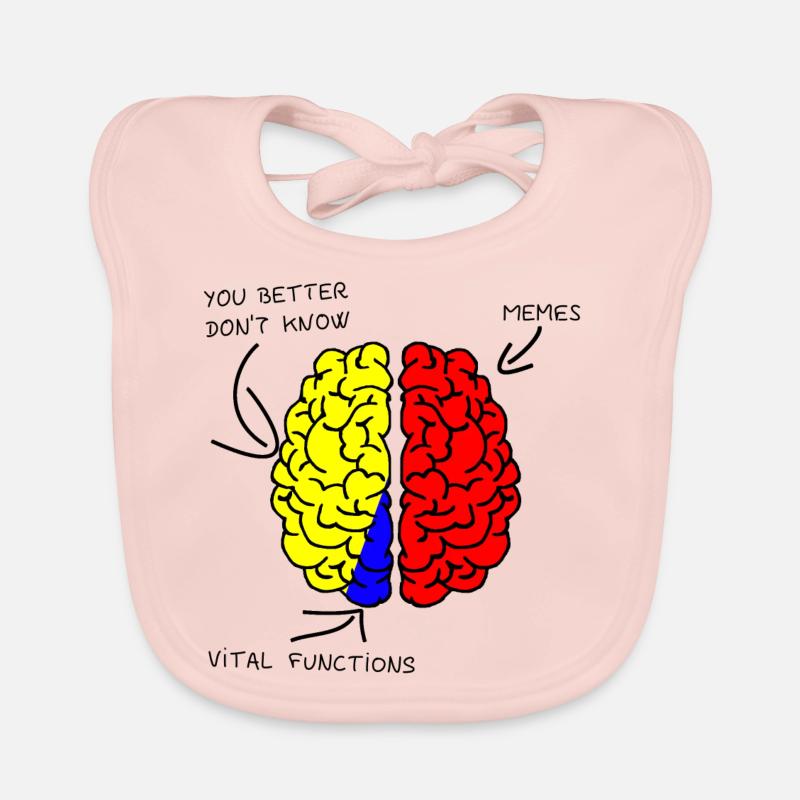 Brain - Brain - Memes - Organic Baby Bibs - rose