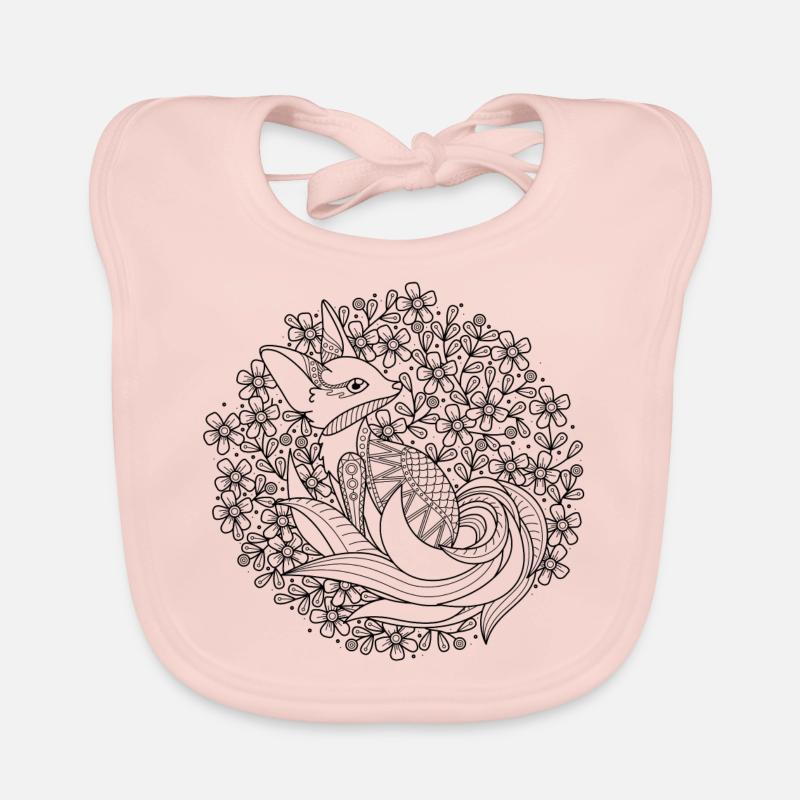 Fuchs. Fox. Mandala Style. - Baby Bio-Lätzchen - Rose