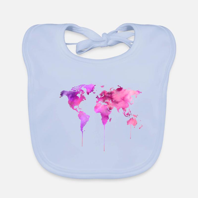 World map Organic Baby Bibs