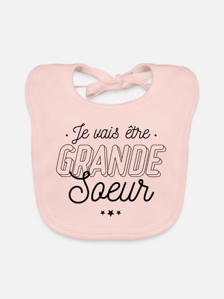 Je vais être grande sœur - Bavoir bio Bébé - rose - Devant