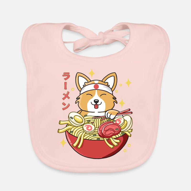 Corgi Ramen - Bavoir bio Bébé - rose