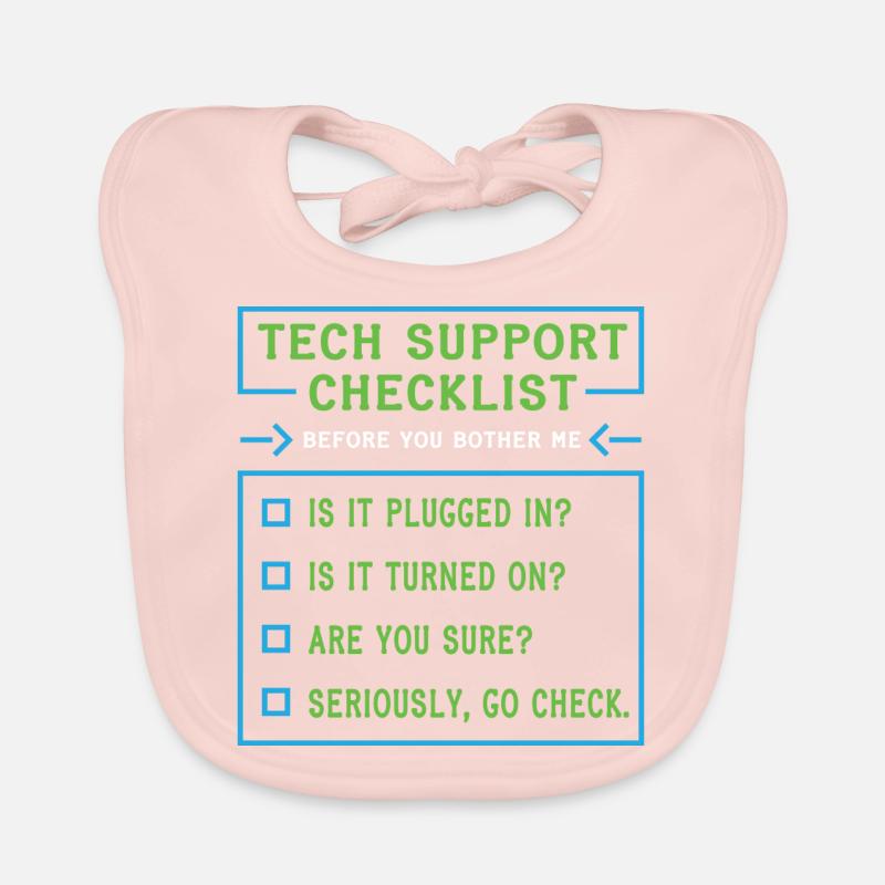 Tech Support Checklist Coding Shirt For Baby Bio-Lätzchen