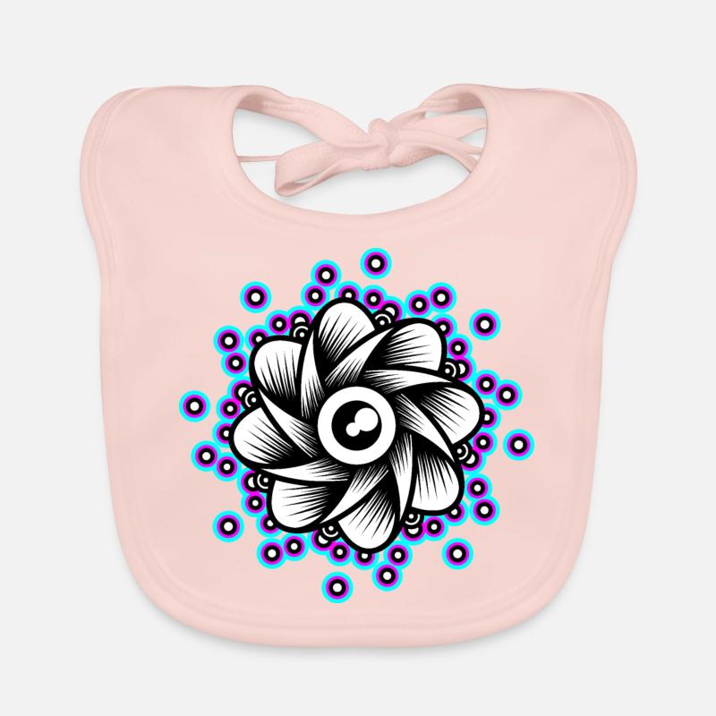 Neon Lotus Mandala Fleur Goa Rave Techno Rose Bleu - Bavoir bio Bébé - rose
