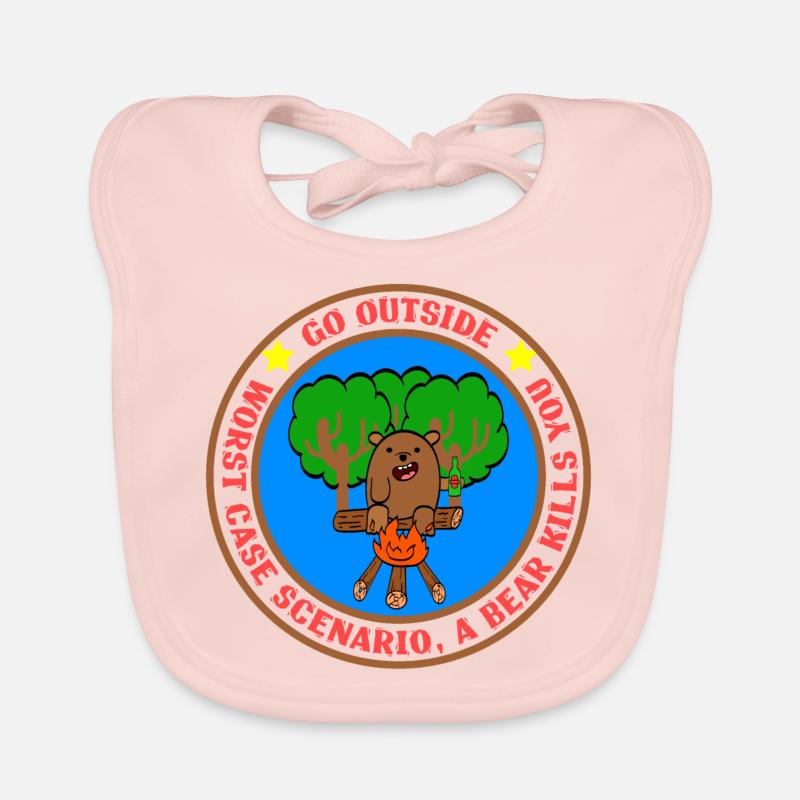 Go Outside Worst Case Scenario A Bear Kills You - Baby Bio-Lätzchen - Rose