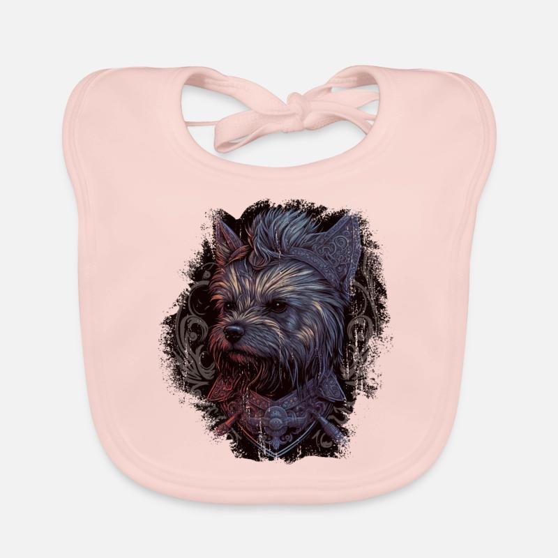 Yorkshire Terrier with ornaments Organic Baby Bibs