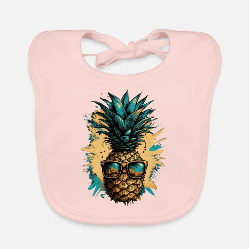 Funny pineapple fruit Organic Baby Bibs