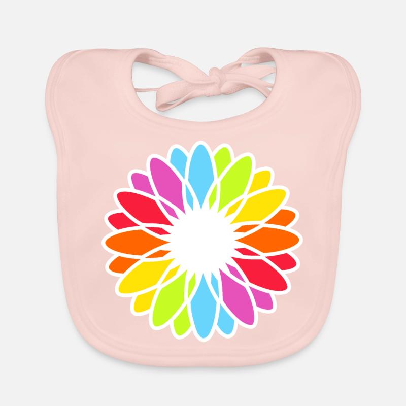 Rainbow Blossom Mandala Organic Baby Bibs