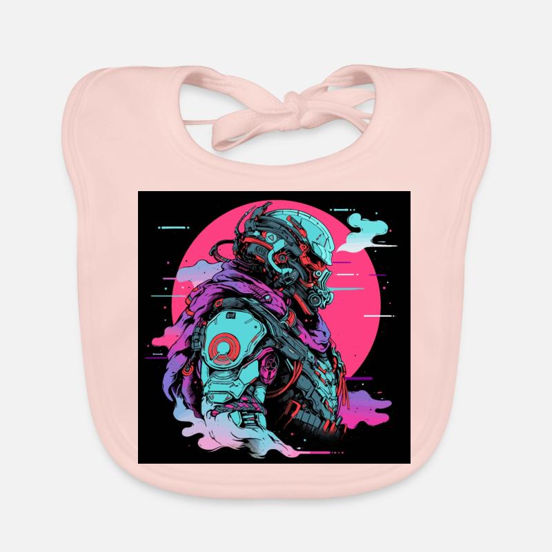 Futuristic Samurai Warrior Pop Art Cop Organic Baby Bibs