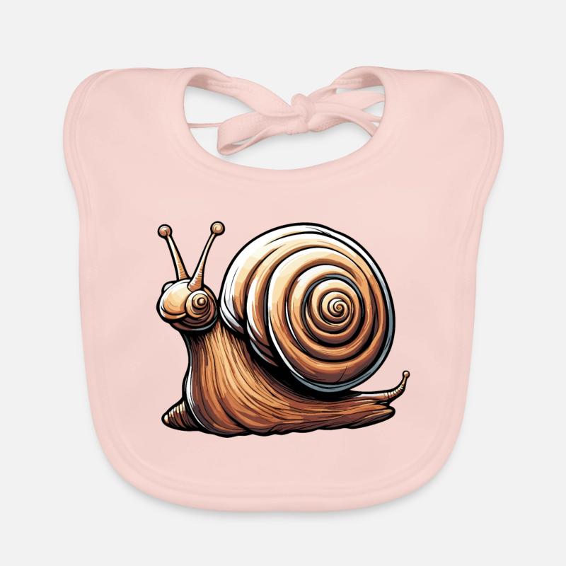 Escargot / Animal / Ramper / Visqueux / Lent - Bavoir bio Bébé - rose