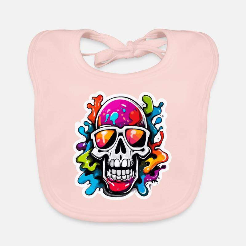 Skull / Skull / Sunglasses / Cool / Comic Organic Baby Bibs