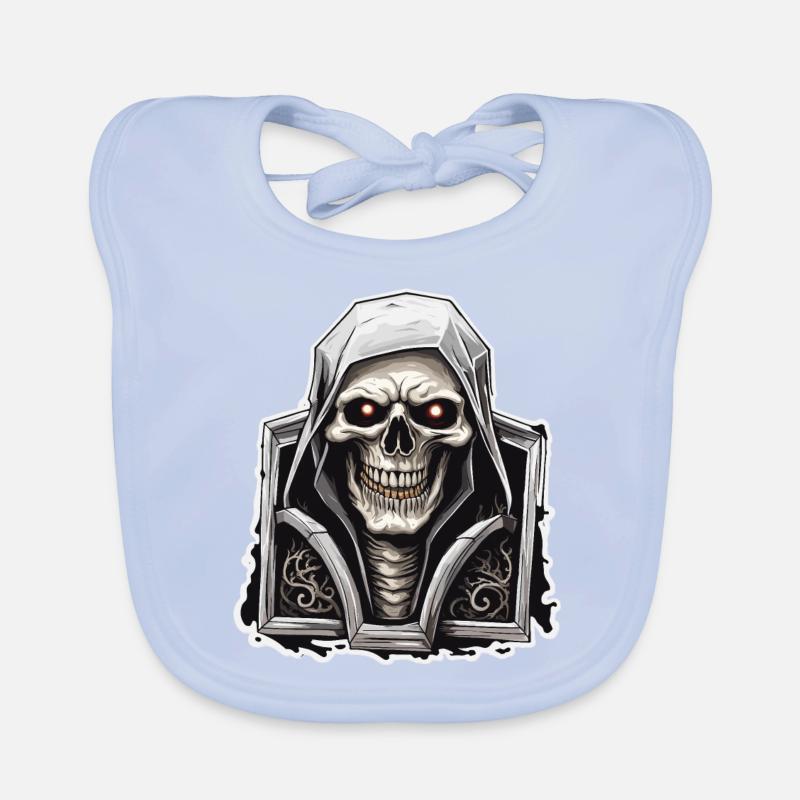 Skull / Totenkopf / Skelett / Gothic / Grusel Baby Bio-Lätzchen