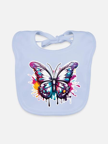 Butterfly / Animal / Insect / Flying / Summer - Organic Baby Bibs - sky blue - Front