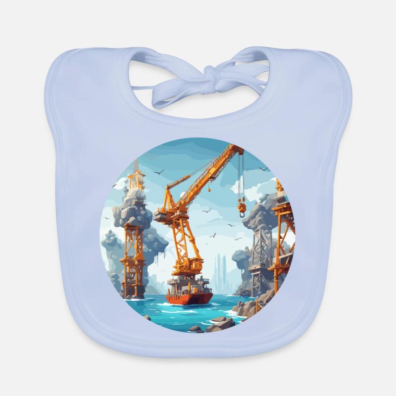 Crane / construction site / winch / crane system Organic Baby Bibs