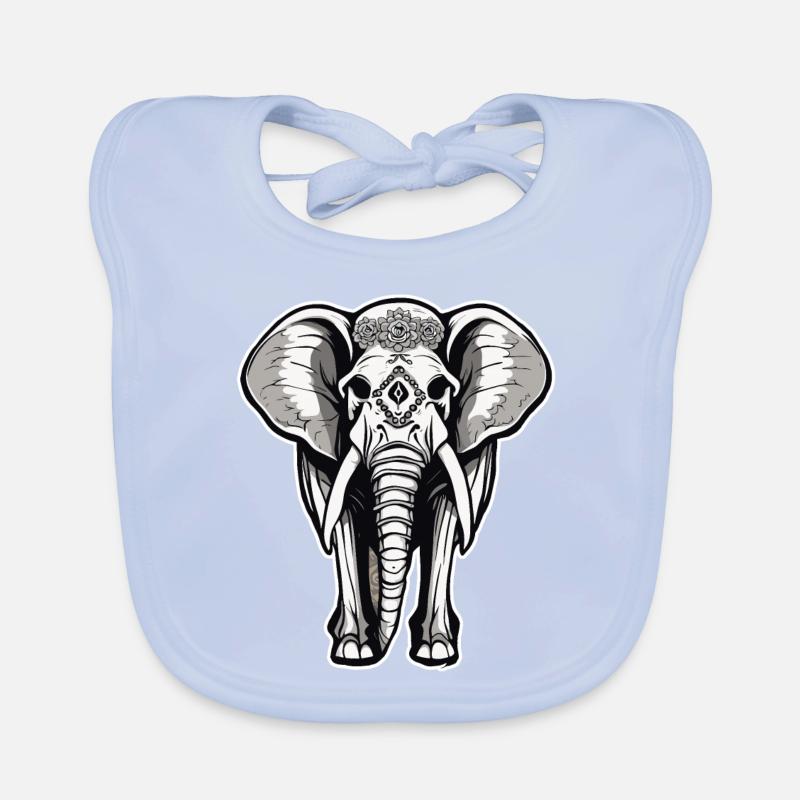 Elephant / Animal / Oriental / Flowers / Pattern Organic Baby Bibs