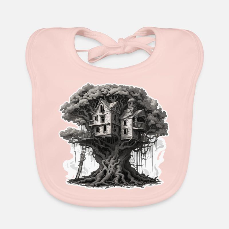 Baumhaus / Baumkrone / Baumhütte / Abenteuer - Baby Bio-Lätzchen - Rose