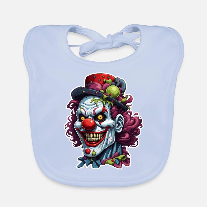 Horror Clown / Circus / Funny / Show / Halloween Organic Baby Bibs