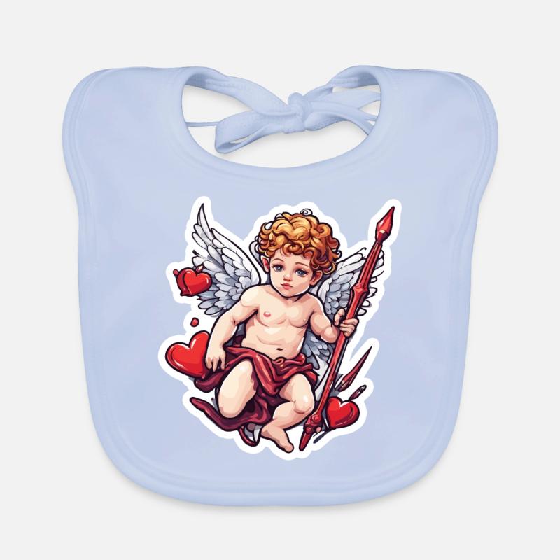 Cupidon / Amour / Flèche / Coeur / Saint Valentin Bavoir bio Bébé