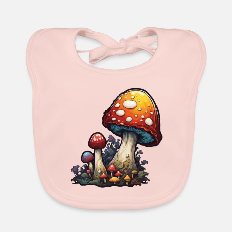 Champignon / Champignon / Prairie / Forêt / Goa / Psy Bavoir bio Bébé