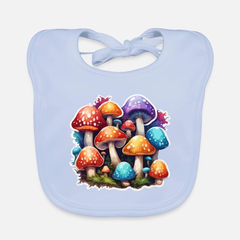 Champignon / Champignon / Prairie / Forêt / Goa / Psy Bavoir bio Bébé