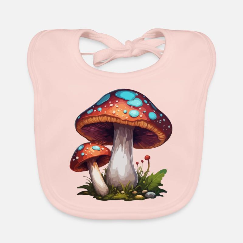 Champignon / Champignon / Prairie / Forêt / Goa / Psy Bavoir bio Bébé