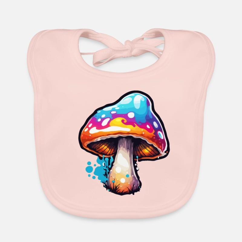 Champignon / Champignon / Prairie / Forêt / Goa / Psy Bavoir bio Bébé