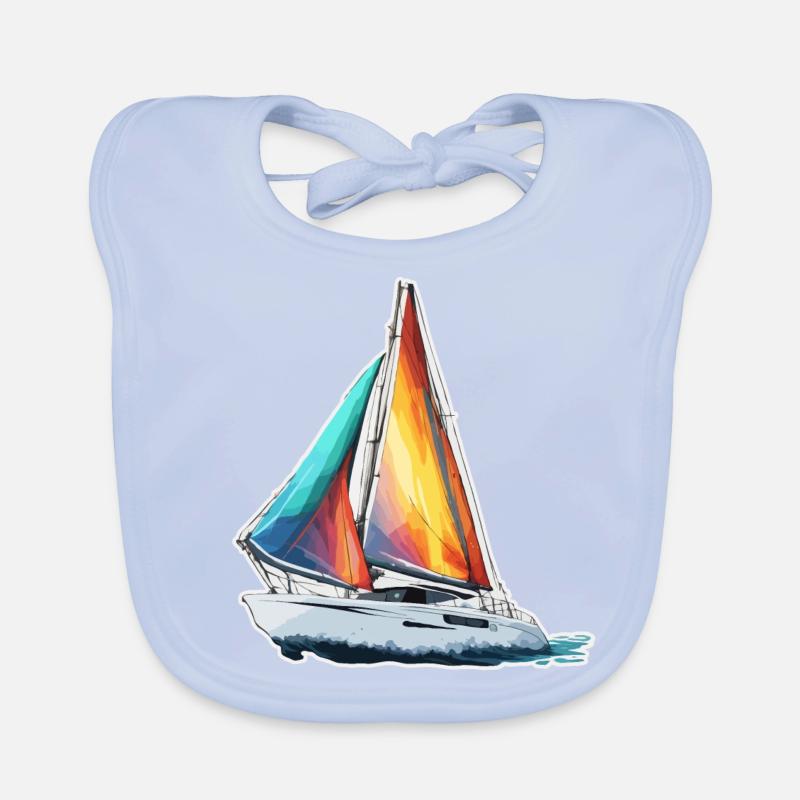 Pirate Ship / Boat / Sea / Ocean / Waves Organic Baby Bibs