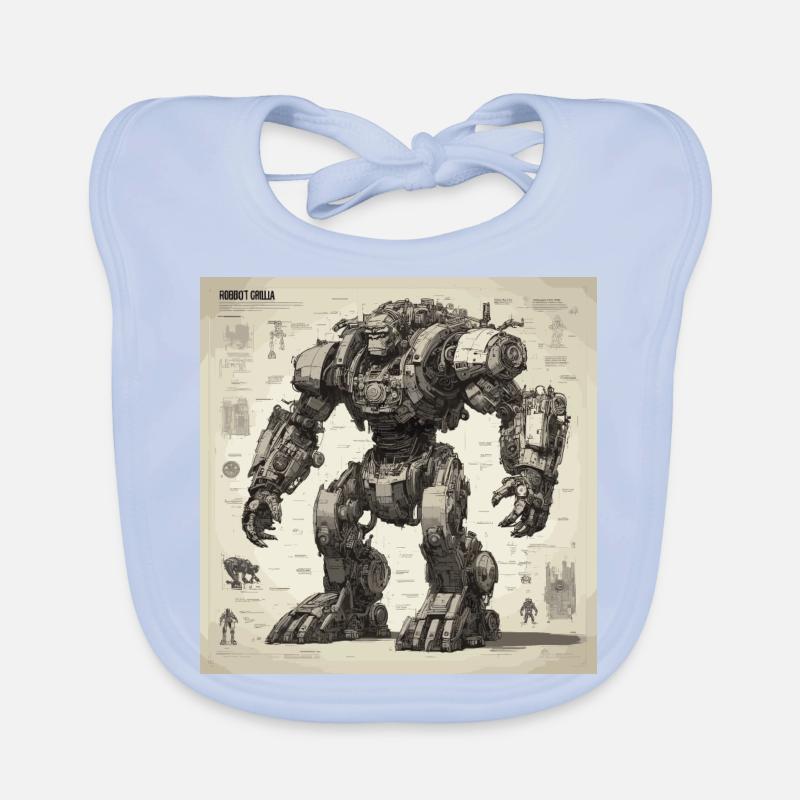 Plan / Sépia / Vintage / Rétro / Robot Bavoir bio Bébé