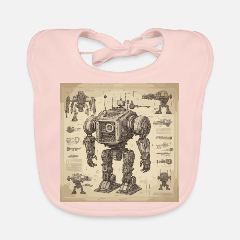 Plan / Sépia / Vintage / Rétro / Robot Bavoir bio Bébé