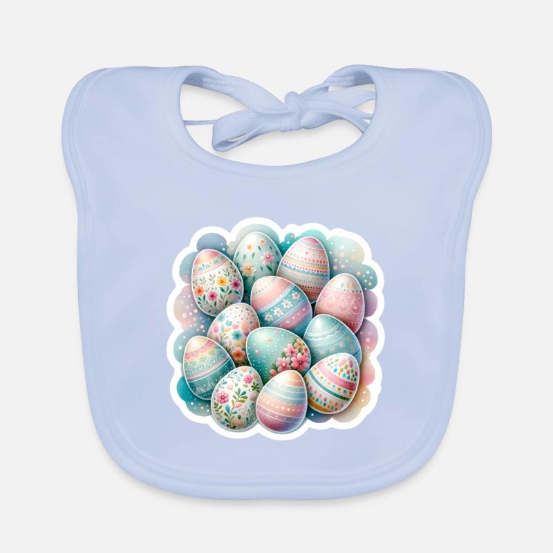 A Set of Cute Watercolored Easter Eggs Organic Baby Bibs