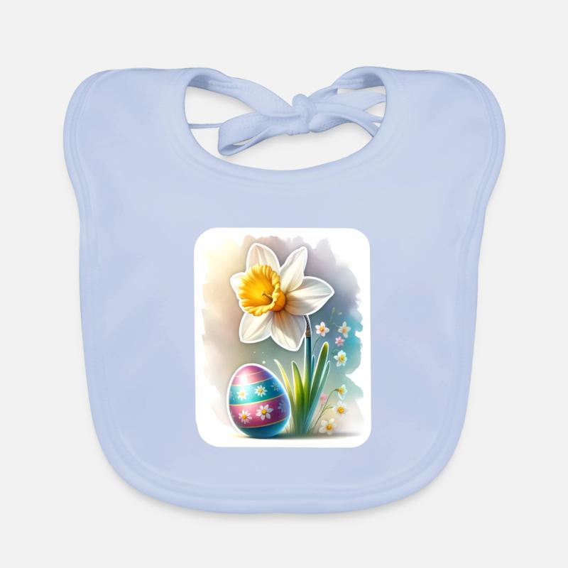 A Beautiful Daffodil With an Easter Egg Organic Baby Bibs