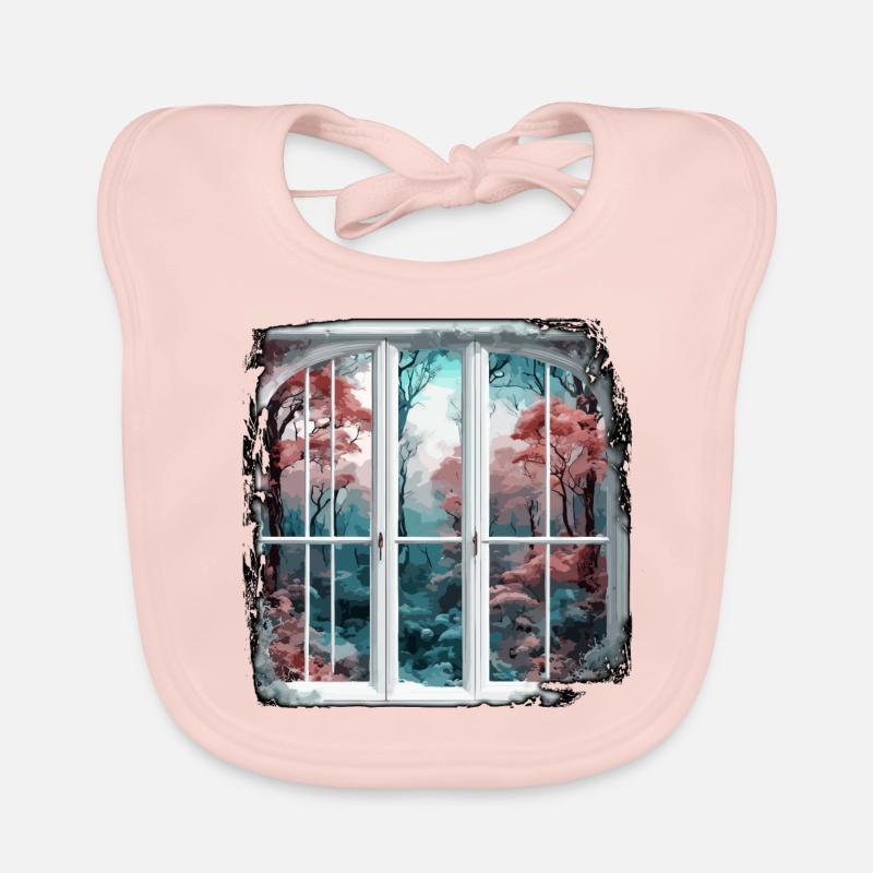 Window in the Forest / Trees / View / Wilderness Organic Baby Bibs