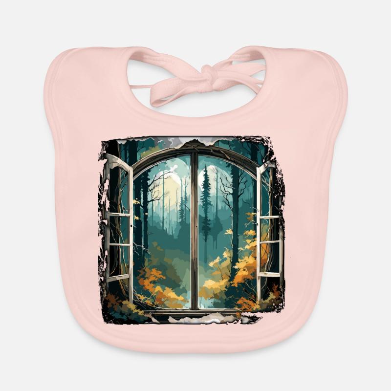Window in the Forest / Trees / View / Wilderness Organic Baby Bibs